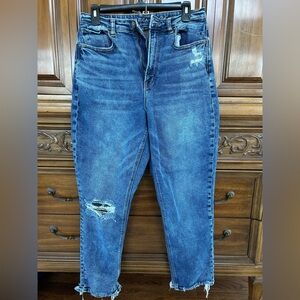 American Eagle Women's Blue Distressed Jeans